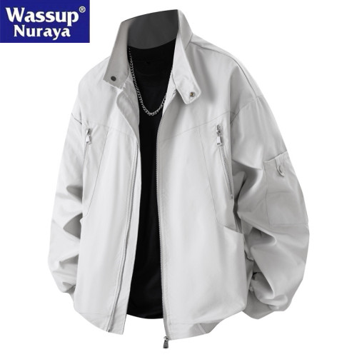WASSUP Nuraya潮牌夾克男拉鍊寬松時尚棒球服工裝飛行員青年外套
