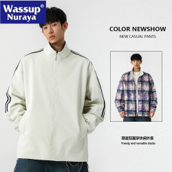 WASSUP NURAYA春秋雙面穿外套男青少年寬松休閒百搭立領防風夾克