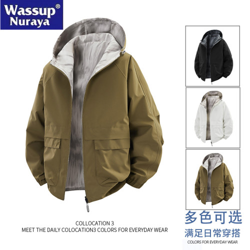 WASSUP Nuraya潮牌雙面穿工裝外套男春秋2025新款休閒沖鋒衣夾克