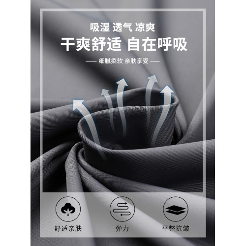 啄木鳥無痕冰絲短袖襯衫男士夏季商務休閒襯衣抗皺親膚透氣上衣C