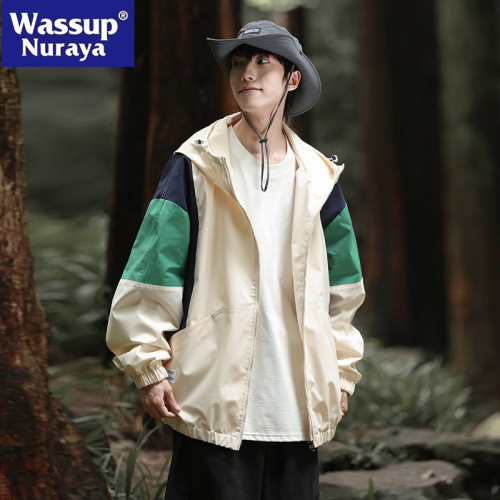WASSUP NURAYA沖鋒衣外套男2025新款春秋青年帥氣青少年情侶夾克