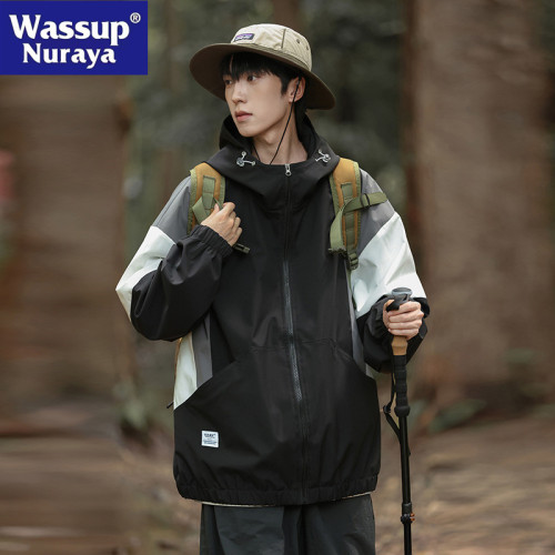 WASSUP NURAYA沖鋒衣外套男2025新款春秋青年帥氣青少年情侶夾克