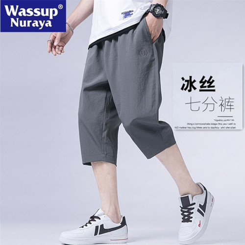 WASSUP NURAYA夏天冰絲速乾七分褲子男款夏季超薄款學生寬松短褲