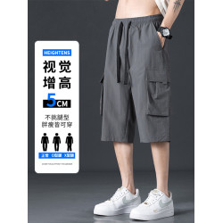啄木鳥夏季七分短褲男士2025新款冰絲工裝褲寬松運動薄款中褲子L