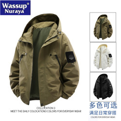 WASSUP Nuraya潮牌戶外機能沖鋒衣夾克2025春新款防風連帽外套男