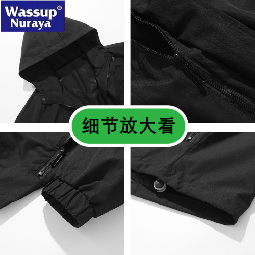 WASSUP Nuraya潮牌戶外機能沖鋒衣夾克2025春新款防風連帽外套男