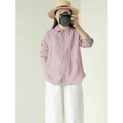 塵染獨特輕薄襯衫女2025新款高級色織漢麻休閒襯衣高級小衆上衣