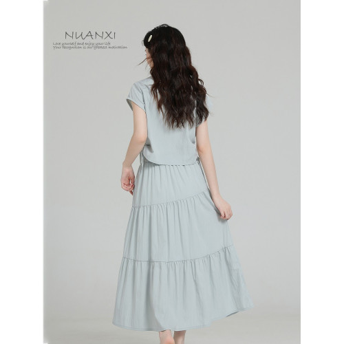 暖兮NUANXI法式小香風套裝裙女2025夏季新款氣質襯衫半身裙兩件套