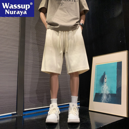 WASSUP NURAYA夏季短褲男士復古漸變中褲寬松休閒運動沙灘五分褲