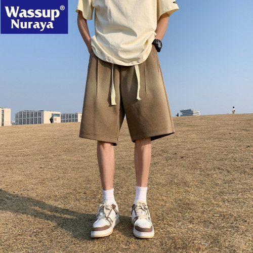 WASSUP NURAYA夏季短褲男士復古漸變中褲寬松休閒運動沙灘五分褲