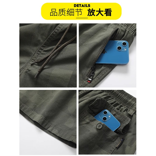 啄木鳥純棉工裝短褲男夏季新款寬松休閒運動五分褲爸爸夏裝褲子K