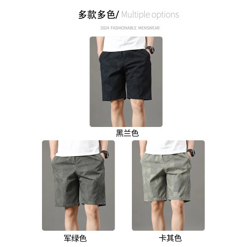 啄木鳥純棉工裝短褲男夏季新款寬松休閒運動五分褲爸爸夏裝褲子K