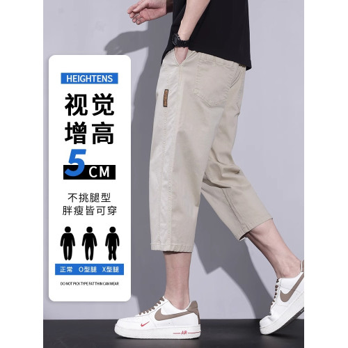 啄木鳥七分褲男士夏季薄款寬松外穿純棉短褲休閒工裝過膝中褲子K