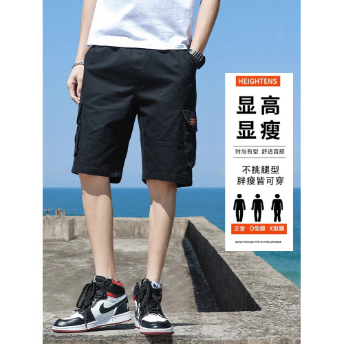 啄木鳥工裝休閒短褲男士夏季薄款寬松潮牌純棉外穿運動五分褲子K