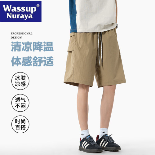 WASSUP NURAYA美式短褲男夏季薄款冰絲運動速乾工裝直筒五分中褲