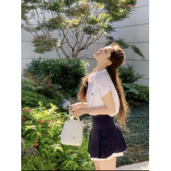 高腰百褶短裙女小個子夏季白色短袖襯衫獨特漂亮miu系學院風套裝