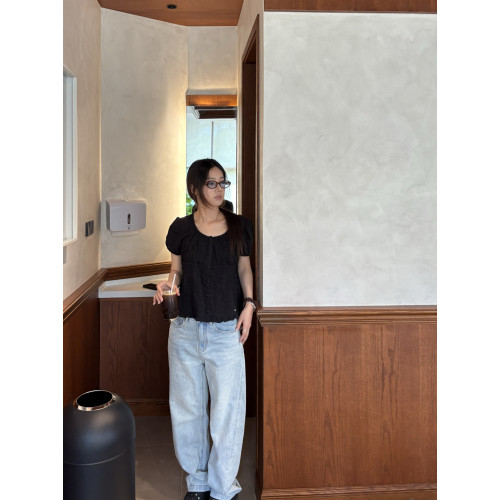 現～神仙藤井樹 高允真同款韓國設計師品牌 木耳邊短袖襯衫女