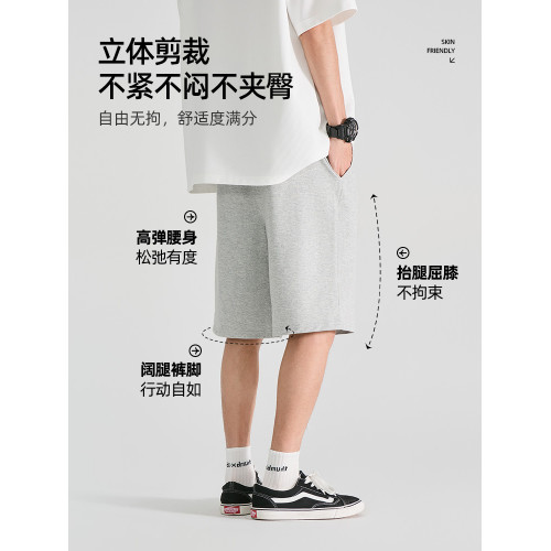 啄木鳥純棉男士短褲夏外穿2025新款大碼五分褲寬松高級感休閒褲Y