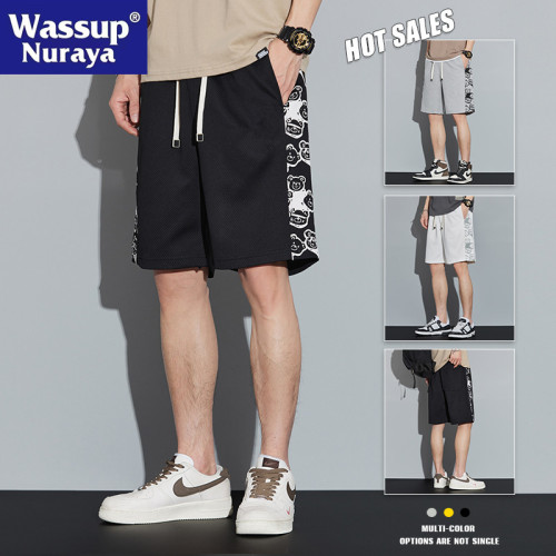 WASSUP NURAYA休閒五分短褲男夏季薄款寬鬆透氣直筒沙灘速乾中褲