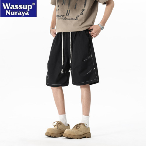 WASSUP NURAYA短褲男夏季冰感透氣運動五分褲寬鬆工裝速乾休閒褲