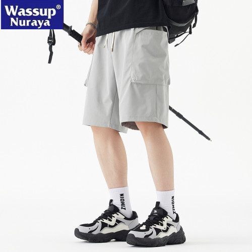 WASSUP NURAYA夏季戶外冰絲短褲男寬鬆透氣直筒速乾休閒五分褲子