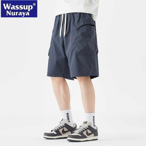 WASSUP NURAYA夏季戶外冰絲短褲男寬鬆透氣直筒速乾休閒五分褲子