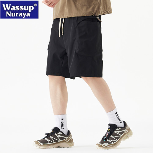 WASSUP NURAYA夏季戶外冰絲短褲男寬鬆透氣直筒速乾休閒五分褲子