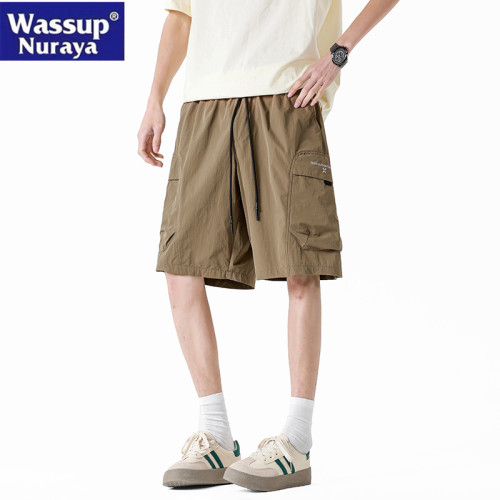 WASSUP NURAYA冰絲短褲男薄款美式潮寬鬆休閒褲速乾運動五分褲子 WASSUP NURAYA冰絲短褲男薄款美式潮寬鬆休閒褲速乾運動五分褲子