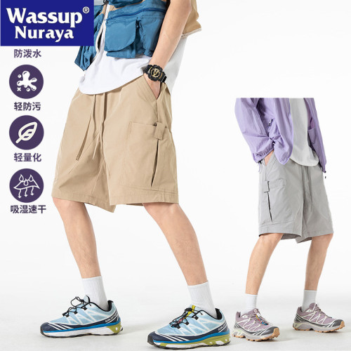 WASSUP NURAYA工裝短褲男透氣2025年夏季寬鬆直筒休閒冰絲五分褲