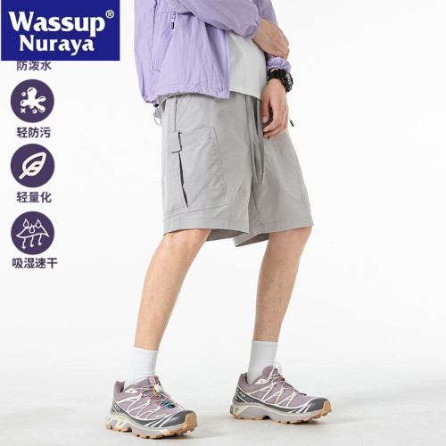 WASSUP NURAYA工裝短褲男透氣2025年夏季寬鬆直筒休閒冰絲五分褲
