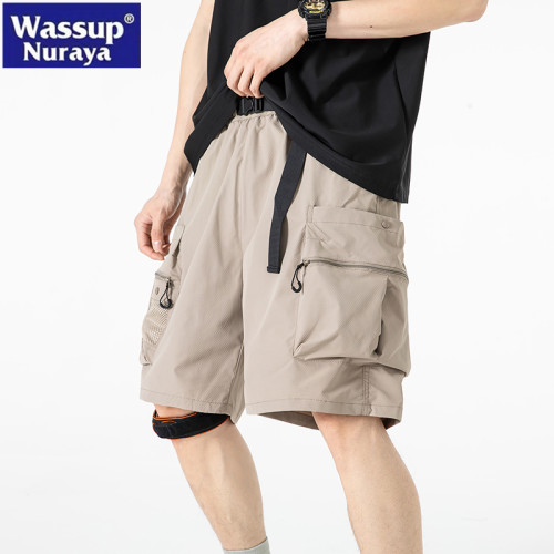 WASSUP NURAYA機能工裝短褲男夏季戶外速乾寬松濶腿青年五分中褲