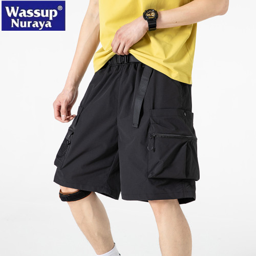 WASSUP NURAYA機能工裝短褲男夏季戶外速乾寬松濶腿青年五分中褲