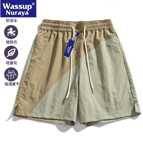 WASSUP Nuraya潮牌2025夏季新款工裝褲男冰感拼色短褲五分休閒褲