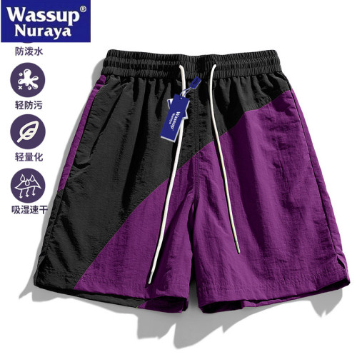 WASSUP Nuraya潮牌2025夏季新款工裝褲男冰感拼色短褲五分休閒褲
