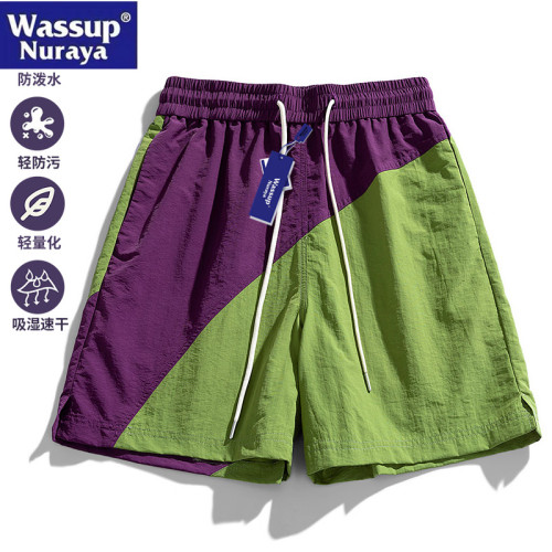 WASSUP Nuraya潮牌2025夏季新款工裝褲男冰感拼色短褲五分休閒褲