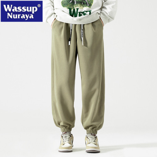 WASSUP NURAYA日系束腳衛褲男春秋2025新款寬松休閒運動長褲子男