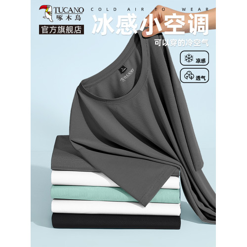 啄木鳥冰絲網眼短袖男款夏季新款速乾透氣t恤大碼男士籃球運動服Y