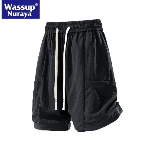 WASSUP Nuraya潮牌工裝短褲男夏季透氣寬松濶腿運動休閒五分褲子