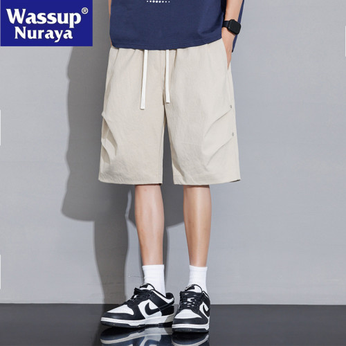WASSUP NURAYA冰絲工裝短褲男夏季輕薄運動速乾學生寬松五5分中褲