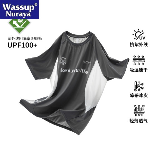 WASSUP Nuraya潮牌戶外運動短袖T恤男薄夏季日系拼接寬松涼感抑菌