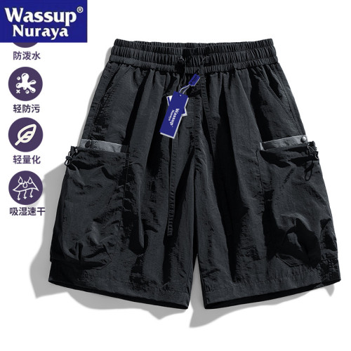 WASSUP Nuraya潮牌工裝短褲男夏季高街口袋美式休閒冰絲五分中褲