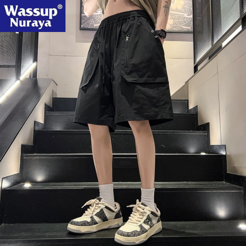 WASSUP NURAYA美式工裝短褲立體大口袋五分休閒運動褲男夏季中褲