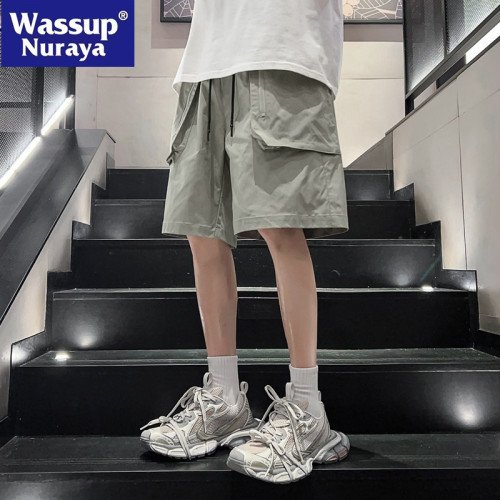 WASSUP NURAYA美式工裝短褲立體大口袋五分休閒運動褲男夏季中褲