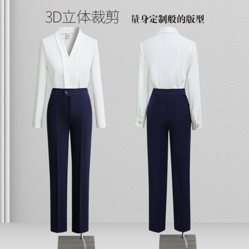 職業襯衫上衣女時尚百搭高級感白色v領打底內搭襯衣套裝工作服春