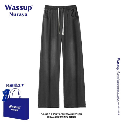 WASSUP NURAYA萊賽爾冰絲牛仔褲男夏季薄款涼感濶腿寬松垂感褲子