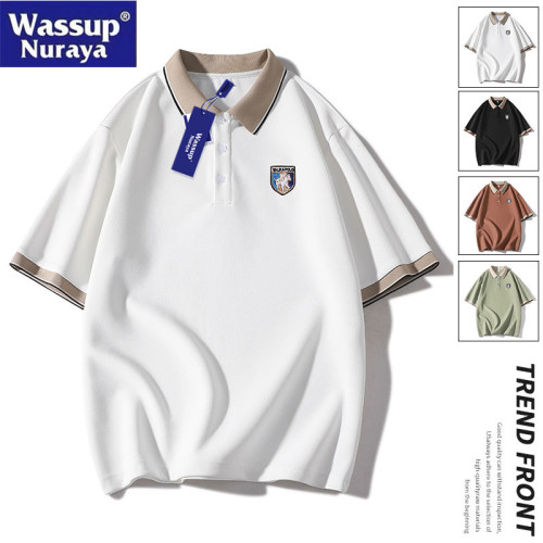 WASSUP Nuraya潮牌青少年冰絲短袖t恤男翻領polo衫半袖夏裝體恤衫