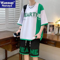 WASSUP NURAYA潮牌休閒運動套裝男夏季短袖青年一套搭配帥氣衣服