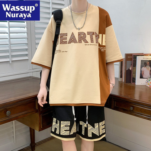WASSUP NURAYA潮牌休閒運動套裝男夏季短袖青年一套搭配帥氣衣服