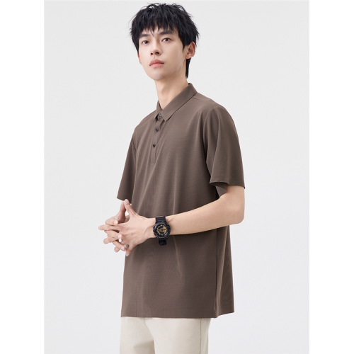 日系休閒短袖POLO衫男2025夏季薄款涼感華夫格無痕面料半袖上衣
