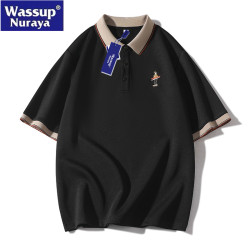 WASSUP Nuraya潮牌刺綉短袖polo衫男款夏季半袖大碼青少年翻領t恤